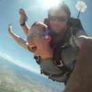 Breanna screaming with joy while skydiving Raft Masters Tours Colorado